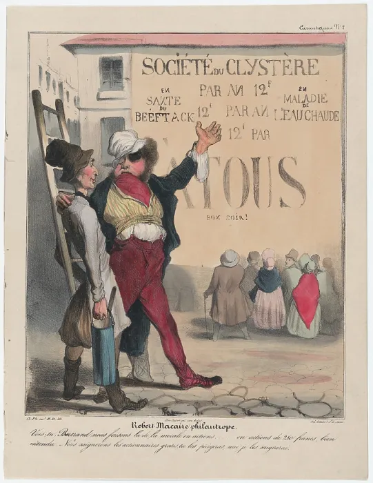 Framed Print : Plate 2: Robert Macaire philanthrope, 1838. Creator: Honore Daumier Framed Print : Plate 2: Robert Macaire philanthrope, 1838. Creator: Honore Daumier