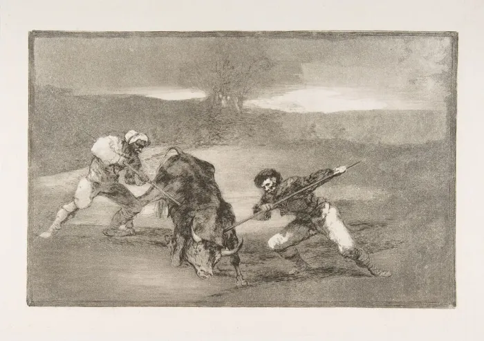 Framed Print : Plate 2 of the Tauromaquia : Another way of hunting on foot, 1816 Framed Print : Plate 2 of the Tauromaquia : Another way of hunting on foot, 1816