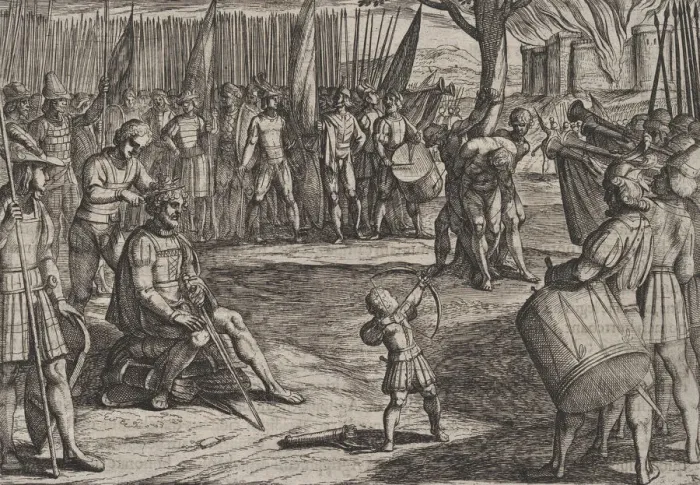 Framed Print : Plate 20: Civilis Having his Hair Cut, from The War of the Romans Against the Batavians Framed Print : Plate 20: Civilis Having his Hair Cut, from The War of the Romans Against the Batavians