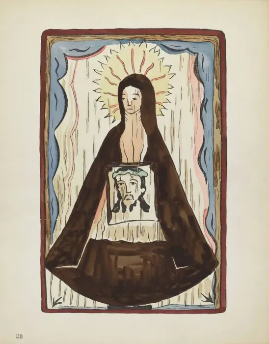 Framed Print : Plate 20: Saint Veronica: From Portfolio Spanish Colonial Designs of New Mexico, 1935 / 1942. Creator: Unknown Framed Print : Plate 20: Saint Veronica: From Portfolio Spanish Colonial Designs of New Mexico, 1935 / 1942. Creator: Unknown