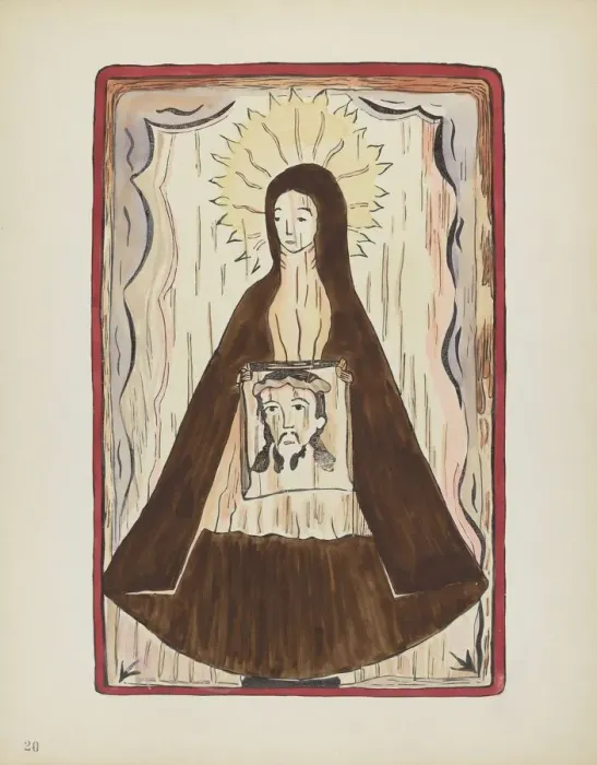 Framed Print : Plate 20: Saint Veronica: From Portfolio Spanish Colonial Designs of New Mexico, 1935 / 1942. Creator: Unknown Framed Print : Plate 20: Saint Veronica: From Portfolio Spanish Colonial Designs of New Mexico, 1935 / 1942. Creator: Unknown