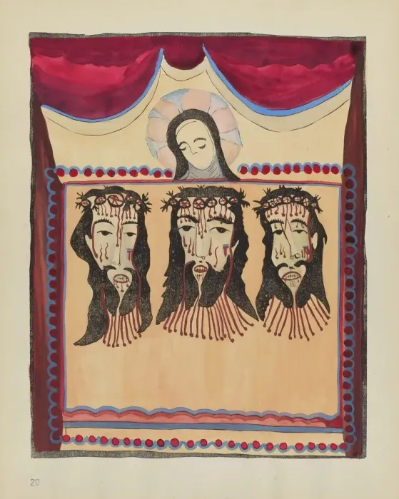 Framed Print : Plate 20 (Variant): Saint Veronica: From Portfolio Spanish Colonial Designs of New Mexico, 1935 / 19 Creator: Unknown Framed Print : Plate 20 (Variant): Saint Veronica: From Portfolio Spanish Colonial Designs of New Mexico, 1935 / 19 Creator: Unknown
