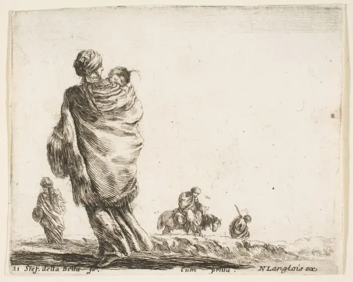 Framed Print : Plate 21: a poor woman to left, seen from behind, enveloping her child in a shawl... ca Framed Print : Plate 21: a poor woman to left, seen from behind, enveloping her child in a shawl... ca
