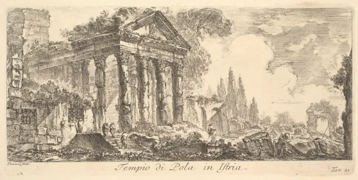 Framed Print : Plate 21: Temple of Pola in Istria (Tempio di Pola in Istria), ca. 1748 Framed Print : Plate 21: Temple of Pola in Istria (Tempio di Pola in Istria), ca. 1748
