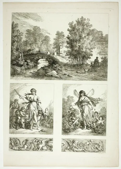 Framed Print : Plate 22 of 38 from Oeuvres de J. B. Huet, 1796–99. Creator: Jean Baptiste Marie Huet Framed Print : Plate 22 of 38 from Oeuvres de J. B. Huet, 1796–99. Creator: Jean Baptiste Marie Huet