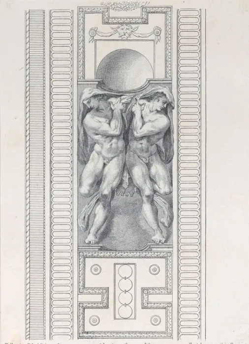 Framed Print : Plate 22: two nude figures wearing veils, 1756. Creators: Bartolomeo Crivellari Framed Print : Plate 22: two nude figures wearing veils, 1756. Creators: Bartolomeo Crivellari