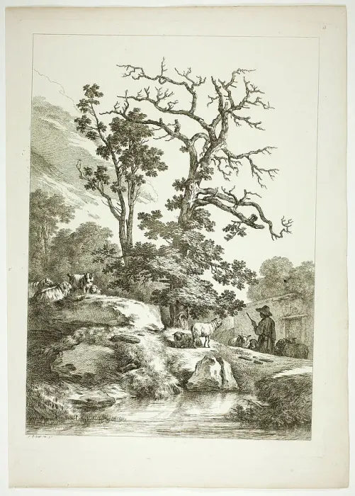 Framed Print : Plate 23 of 38 from Oeuvres de J. B. Huet, 1796–99. Creator: Jean Baptiste Marie Huet Framed Print : Plate 23 of 38 from Oeuvres de J. B. Huet, 1796–99. Creator: Jean Baptiste Marie Huet