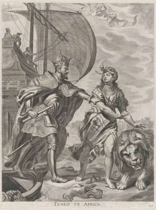 Framed Print : Plate 23: Emperor Charles V, campaign in Africa; from Guillielmus Becanuss Serenissimi P... 1636. Creators: Jacob Neeffs, Johannes Meursius, Willem van der Beke Framed Print : Plate 23: Emperor Charles V, campaign in Africa; from Guillielmus Becanuss Serenissimi P... 1636. Creators: Jacob Neeffs, Johannes Meursius, Willem van der Beke