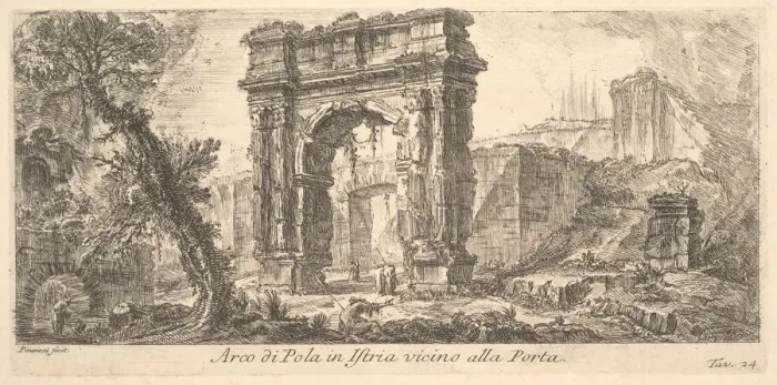 Framed Print : Plate 24: Arch of Pola in Istria near the Gate (Arco di Pola in Istria vicino alla Por