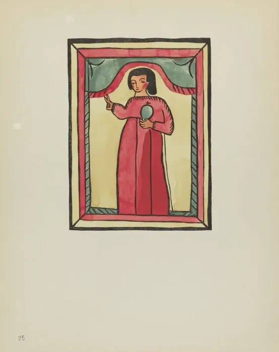 Framed Print : Plate 25: The Lost Child: From Portfolio Spanish Colonial Designs of New Mexico, 1935 / 1942. Creator: Unknown Framed Print : Plate 25: The Lost Child: From Portfolio Spanish Colonial Designs of New Mexico, 1935 / 1942. Creator: Unknown