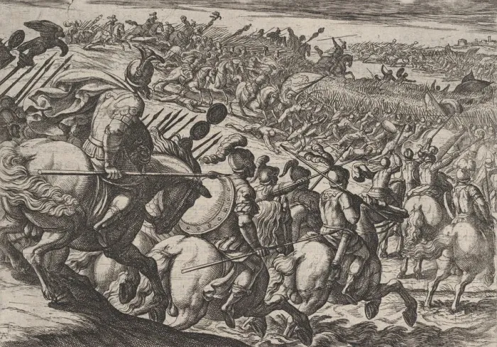 Framed Print : Plate 25: The Roman Commander Cerialis Attacks Near Trier Framed Print : Plate 25: The Roman Commander Cerialis Attacks Near Trier