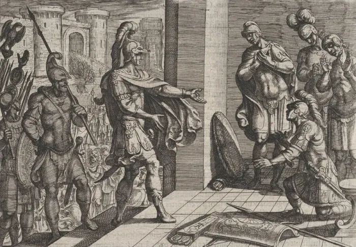 Framed Print : Plate 26: Cerialis Pardons and Relieves Roman Soliders who had Helped Civilis Framed Print : Plate 26: Cerialis Pardons and Relieves Roman Soliders who had Helped Civilis