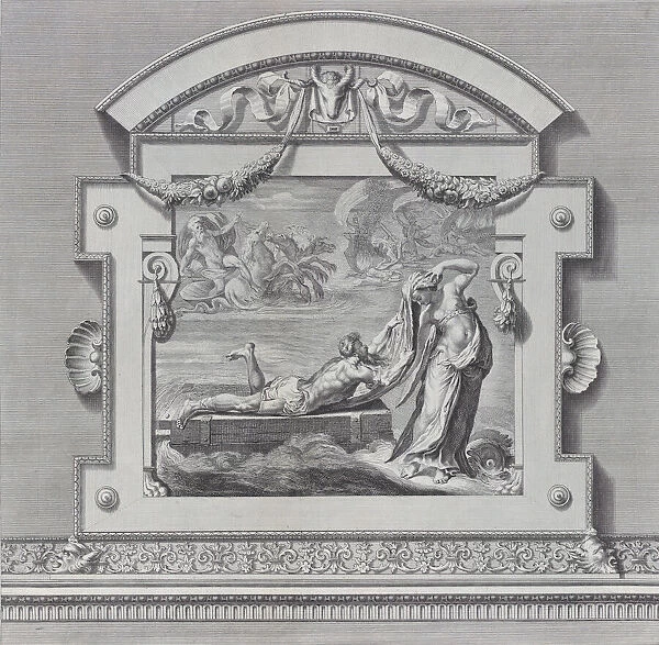 Plate 26: Ulysses escaping on a raft with the aid of the sea deity Leucothea, 1756. Creators: Bartolomeo Crivellari, Gabriel Soderling