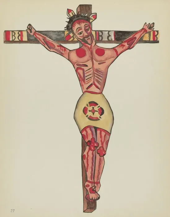 Framed Print : Plate 27: Christ Crucified: From Portfolio Spanish Colonial Designs of New Mexico, 1935 / 1942. Creator: Unknown Framed Print : Plate 27: Christ Crucified: From Portfolio Spanish Colonial Designs of New Mexico, 1935 / 1942. Creator: Unknown