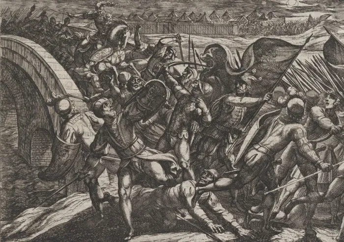 Framed Print : Plate 27: The Dutch During a Surprise Attack of the Roman Camp on the Moselle Framed Print : Plate 27: The Dutch During a Surprise Attack of the Roman Camp on the Moselle
