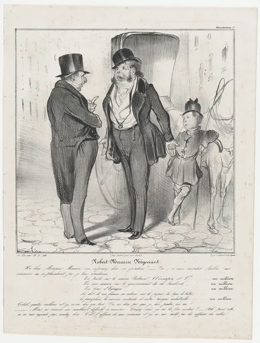 Framed Print : Plate 27: Robert Macaire Negociant, 1838. Creator: Honore Daumier Framed Print : Plate 27: Robert Macaire Negociant, 1838. Creator: Honore Daumier