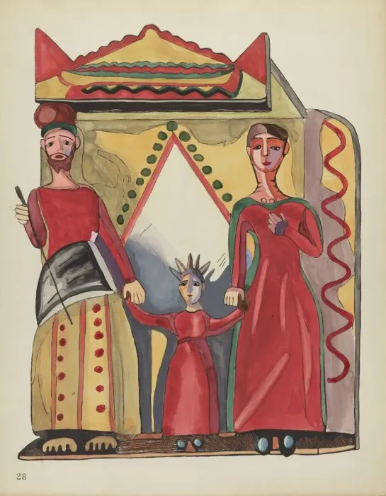 Framed Print : Plate 28: The Holy Family: From Portfolio Spanish Colonial Designs of New Mexico, 1935 / 1942. Creator: Unknown Framed Print : Plate 28: The Holy Family: From Portfolio Spanish Colonial Designs of New Mexico, 1935 / 1942. Creator: Unknown