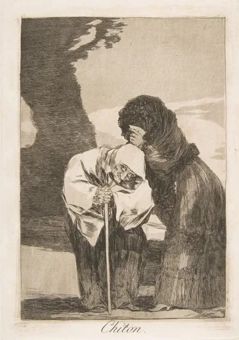 Framed Print : Plate 28 from Los Caprichos : Hush (Chiton. ), 1799. Creator: Francisco Goya Framed Print : Plate 28 from Los Caprichos : Hush (Chiton. ), 1799. Creator: Francisco Goya