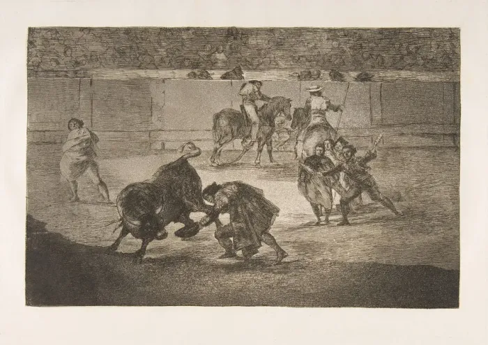 Framed Print : Plate 29 of the Tauromaquia : Pepe Illo making the pass of the recorte. 1816 Framed Print : Plate 29 of the Tauromaquia : Pepe Illo making the pass of the recorte. 1816