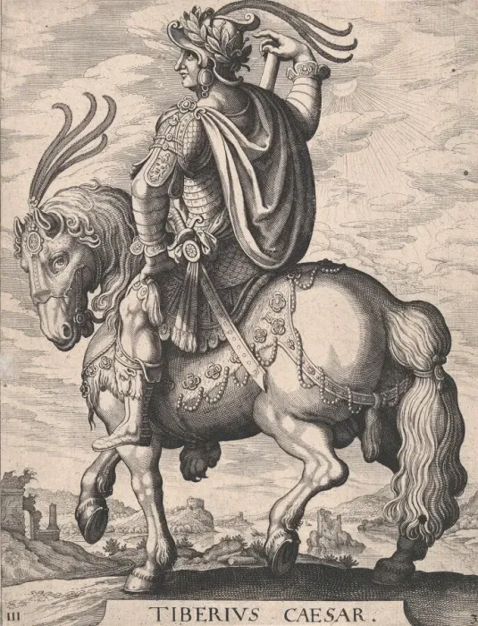 Framed Print : Plate 3: Emperor Tiberius on Horseback, from The First Twelve Roman Caesars, after Te Framed Print : Plate 3: Emperor Tiberius on Horseback, from The First Twelve Roman Caesars, after Te