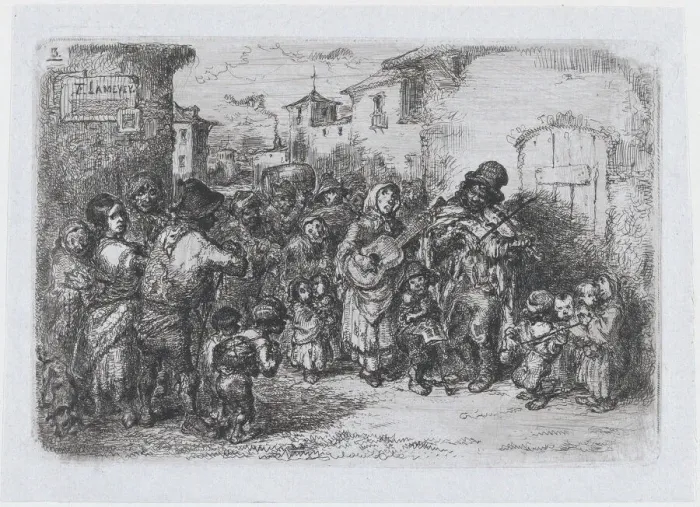 Framed Print : Plate 3: a group street musicians, from the series of customs Framed Print : Plate 3: a group street musicians, from the series of customs