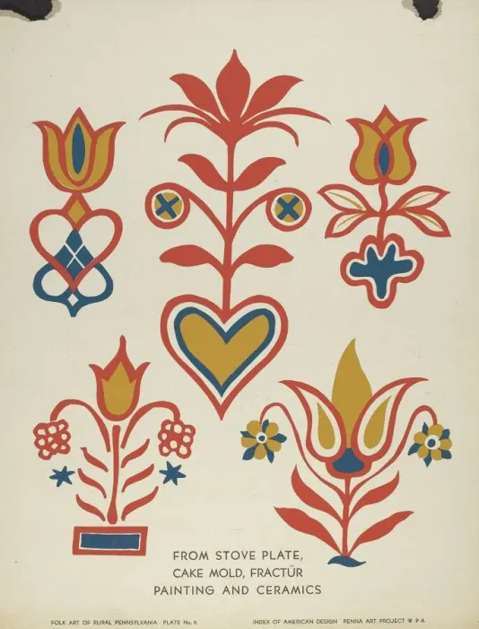 Framed Print : Plate 3: From Portfolio Folk Art of Rural Pennsylvania, c. 1939. Creator: Unknown Framed Print : Plate 3: From Portfolio Folk Art of Rural Pennsylvania, c. 1939. Creator: Unknown