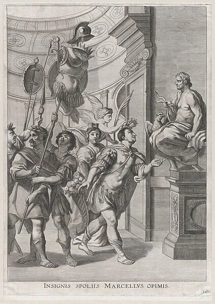 Plate 30: Marcellus dedicating the spoils of war to Jupiter; from Guillielmus Becanuss S... 1636. Creators: Johannes Meursius, Willem van der Beke