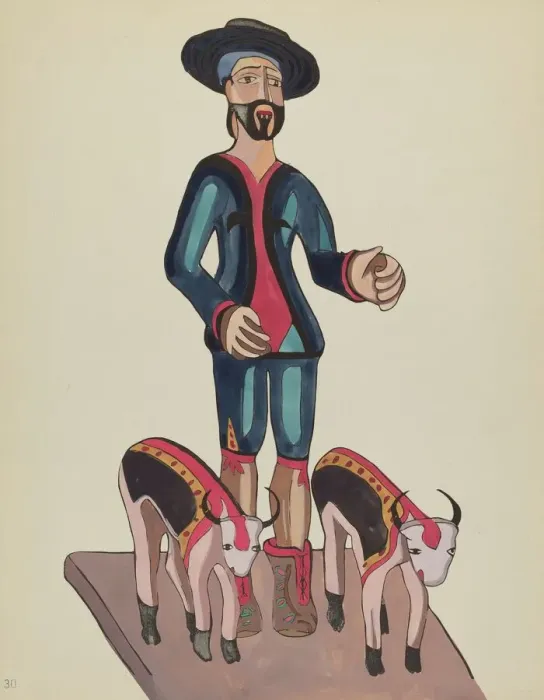 Framed Print : Plate 30: Saint Isidore: From Portfolio Spanish Colonial Designs of New Mexico, 1935 / 1942. Creator: Unknown Framed Print : Plate 30: Saint Isidore: From Portfolio Spanish Colonial Designs of New Mexico, 1935 / 1942. Creator: Unknown