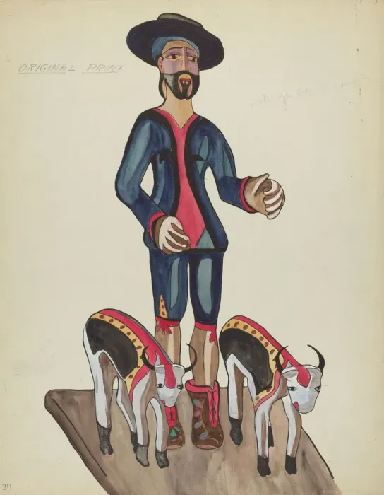 Framed Print : Plate 30: Saint Isidore: From Portfolio Spanish Colonial Designs of New Mexico, 1935 / 1942. Creator: Unknown Framed Print : Plate 30: Saint Isidore: From Portfolio Spanish Colonial Designs of New Mexico, 1935 / 1942. Creator: Unknown