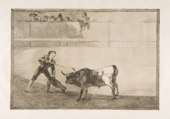 Framed Print : Plate 30 of the Tauromaquia : Pedro Romero killing the halted bull. 1816 Framed Print : Plate 30 of the Tauromaquia : Pedro Romero killing the halted bull. 1816