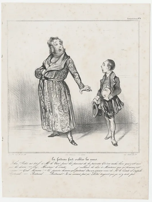 Framed Print : Plate 31: La fortune fait oublier les amis, 1838. Creator: Honore Daumier Framed Print : Plate 31: La fortune fait oublier les amis, 1838. Creator: Honore Daumier
