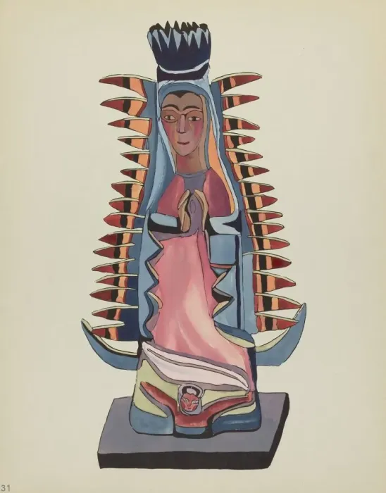 Framed Print : Plate 31: Our Lady of Guadalupe': From Portfolio Spanish Colonial Designs of New Mexico, 1935 / 1942 Creator: Unknown Framed Print : Plate 31: Our Lady of Guadalupe': From Portfolio Spanish Colonial Designs of New Mexico, 1935 / 1942 Creator: Unknown