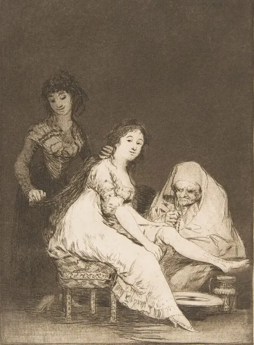 Framed Print : Plate 31 from Los Caprichos : She prays for her (Ruega por ella. ), 1799 Framed Print : Plate 31 from Los Caprichos : She prays for her (Ruega por ella. ), 1799