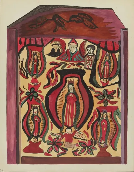 Framed Print : Plate 32: Our Lady of Guadalupe': From Portfolio Spanish Colonial Designs of New Mexico, 1935 / 1942 Creator: Unknown Framed Print : Plate 32: Our Lady of Guadalupe': From Portfolio Spanish Colonial Designs of New Mexico, 1935 / 1942 Creator: Unknown