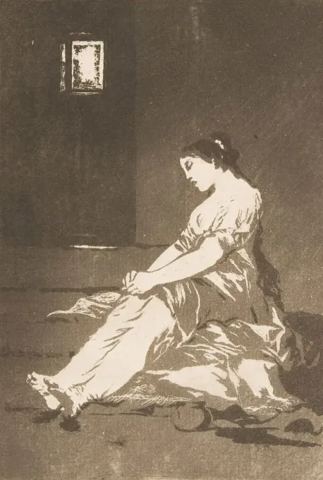 Framed Print : Plate 32 from Los Caprichos : Because she was susceptible (Por que fue sensible. ), 1799 Framed Print : Plate 32 from Los Caprichos : Because she was susceptible (Por que fue sensible. ), 1799