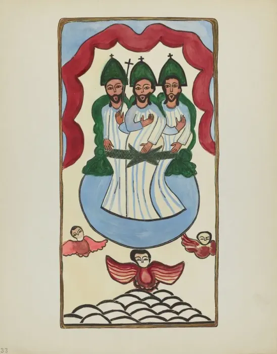 Framed Print : Plate 33: The Holy Trinity: From Portfolio Spanish Colonial Designs of New Mexico, 1935 / 1942. Creator: Unknown Framed Print : Plate 33: The Holy Trinity: From Portfolio Spanish Colonial Designs of New Mexico, 1935 / 1942. Creator: Unknown
