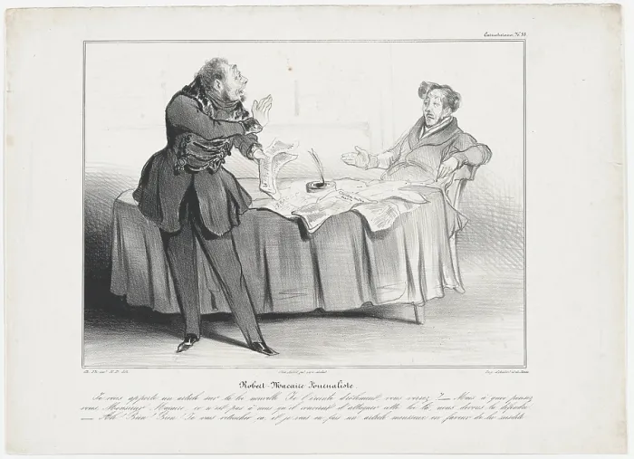 Framed Print : Plate 33: Robert Macaire Journaliste, 1838. Creator: Honore Daumier Framed Print : Plate 33: Robert Macaire Journaliste, 1838. Creator: Honore Daumier