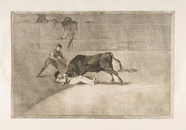 Plate 33 from the Tauromaquia : The unlucky death of Pepe Illo in the ring at Madrid