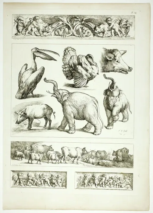 Framed Print : Plate 34 of 38 from Oeuvres de J. B. Huet, 1796–99. Creator: Jean Baptiste Marie Huet Framed Print : Plate 34 of 38 from Oeuvres de J. B. Huet, 1796–99. Creator: Jean Baptiste Marie Huet