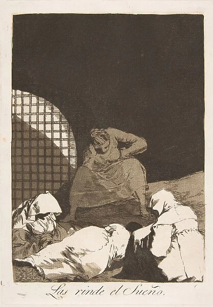 Plate 34 from Los Caprichos : Sleep overcomes them (Las rinde el Sueno. ), 1799