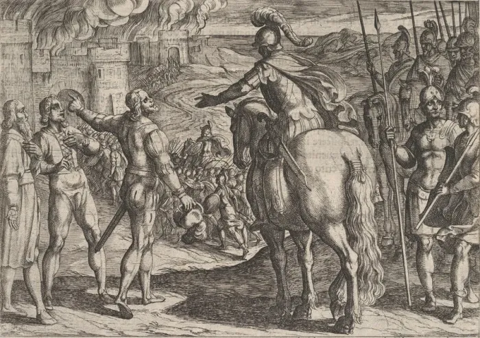 Framed Print : Plate 34: The Romans Burning the Dutch Countryside, from The War of the Romans Against Framed Print : Plate 34: The Romans Burning the Dutch Countryside, from The War of the Romans Against