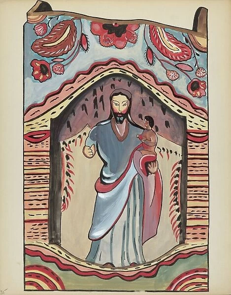 Plate 35: Saint Joseph in Wooden Niche: From Portfolio 'Spanish Colonial Designs of New Mexico', 193 Creator: Unknown