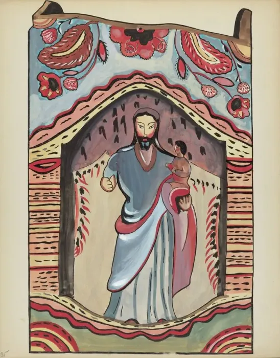 Framed Print : Plate 35: Saint Joseph in Wooden Niche: From Portfolio Spanish Colonial Designs of New Mexico, 193 Creator: Unknown Framed Print : Plate 35: Saint Joseph in Wooden Niche: From Portfolio Spanish Colonial Designs of New Mexico, 193 Creator: Unknown