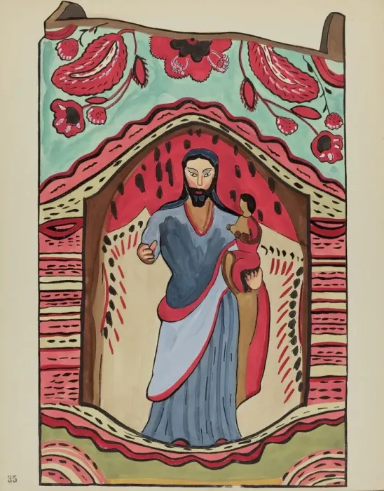 Framed Print : Plate 35: St. Joseph: From Portfolio Spanish Colonial Designs of New Mexico, 1934 / 1942. Creator: Unknown Framed Print : Plate 35: St. Joseph: From Portfolio Spanish Colonial Designs of New Mexico, 1934 / 1942. Creator: Unknown