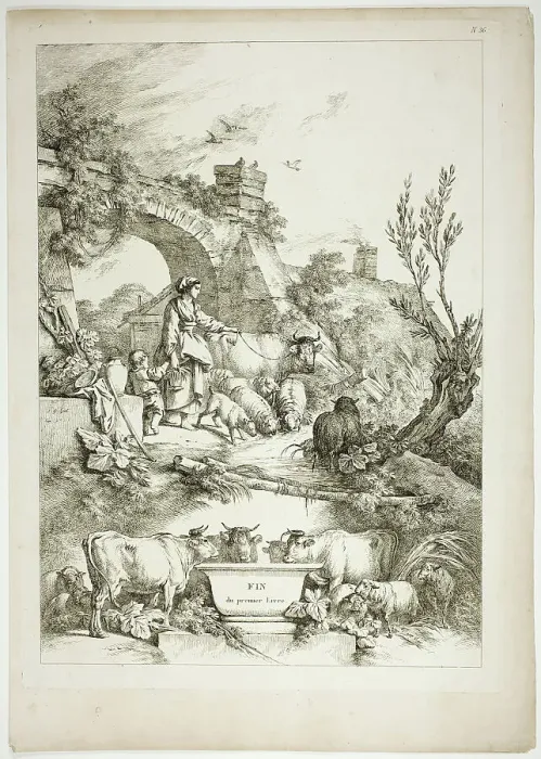 Framed Print : Plate 36 of 38 from Oeuvres de J. B. Huet, 1796–99. Creator: Jean Baptiste Marie Huet Framed Print : Plate 36 of 38 from Oeuvres de J. B. Huet, 1796–99. Creator: Jean Baptiste Marie Huet