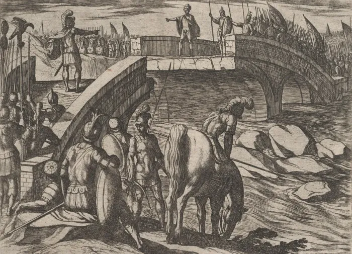 Framed Print : Plate 36: Civilis and Cerialis Meet on a Broken Bridge to Reach an Accord
