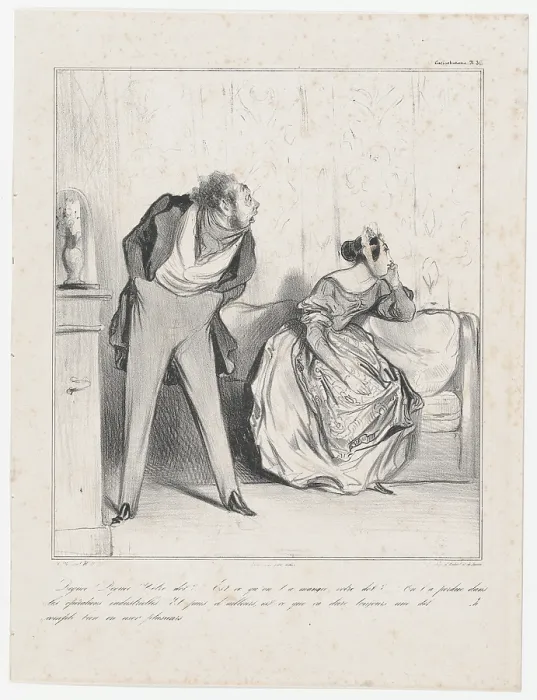 Framed Print : Plate 36: Well? Well? What about your dowry?, from Caricaturana, published in Les Robert... 1838 Framed Print : Plate 36: Well? Well? What about your dowry?, from Caricaturana, published in Les Robert... 1838