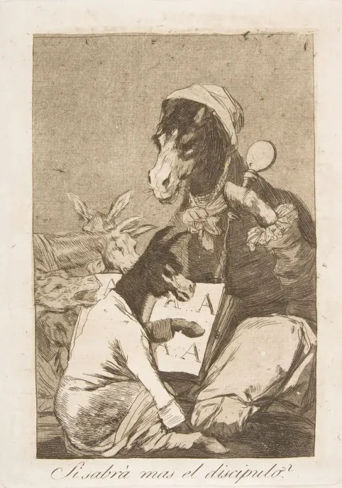 Framed Print : Plate 37 from Los Caprichos : Might not the pupil know more Framed Print : Plate 37 from Los Caprichos : Might not the pupil know more