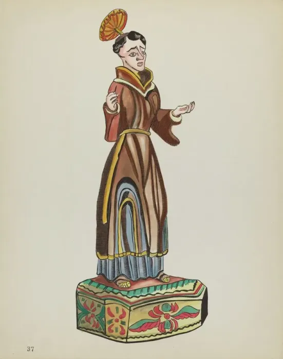 Framed Print : Plate 37: Saint Anthony: From Portfolio Spanish Colonial Designs of New Mexico, 1935 / 1942. Creator: Unknown Framed Print : Plate 37: Saint Anthony: From Portfolio Spanish Colonial Designs of New Mexico, 1935 / 1942. Creator: Unknown