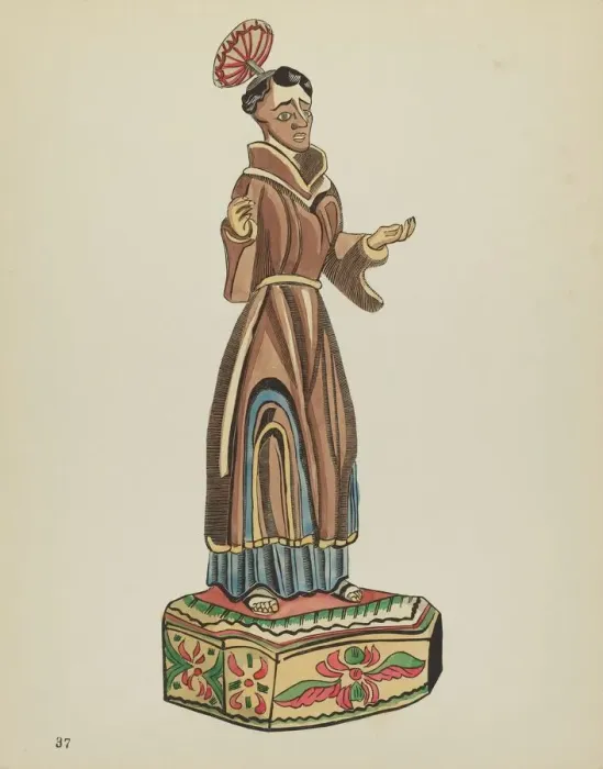 Framed Print : Plate 37: St. Anthony Bulto: From Portfolio Spanish Colonial Designs of New Mexico, 1934 / 1942. Creator: Unknown Framed Print : Plate 37: St. Anthony Bulto: From Portfolio Spanish Colonial Designs of New Mexico, 1934 / 1942. Creator: Unknown